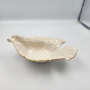 Lenox China Dove Dish‎ Ivory Porcelain 24K Gold Trim Candy Snack Bowl Trinket